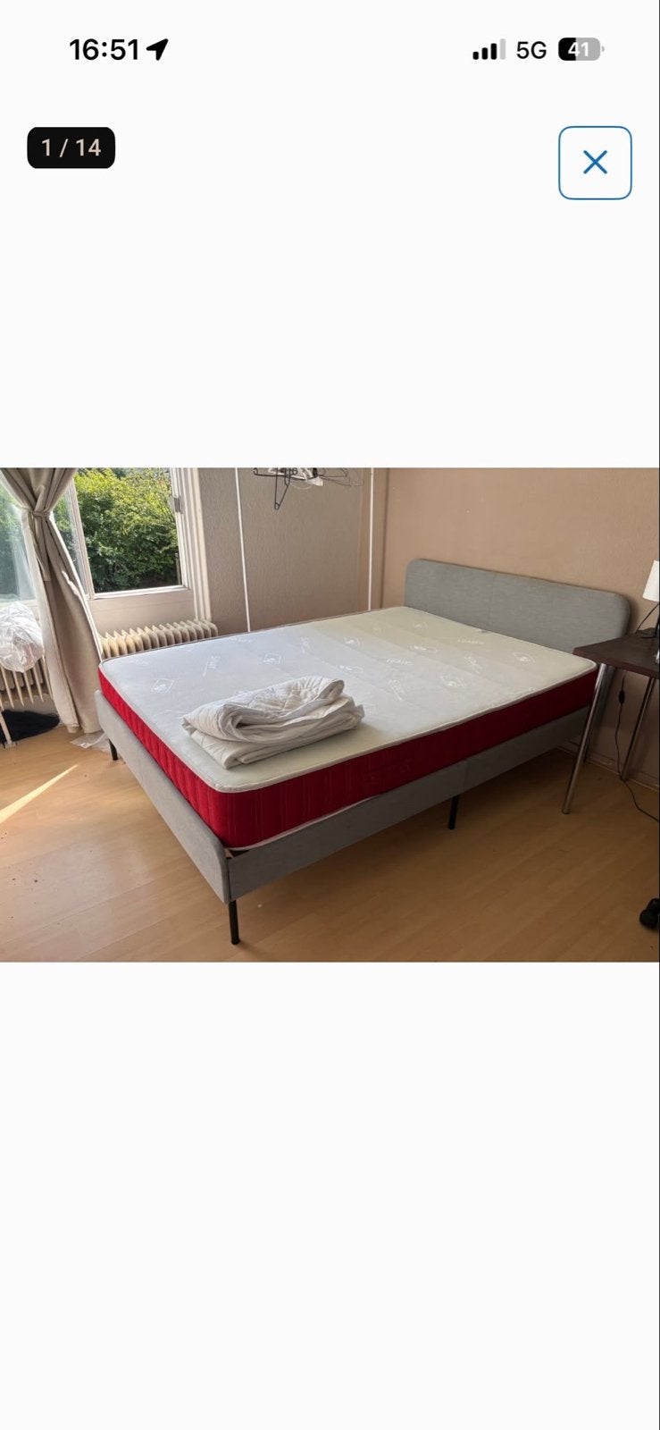 Baldiflex matras (140x200cm) met gratis IKEA bedframe, Tweepersoons, Zo goed als nieuw, 200 cm, 140 cm