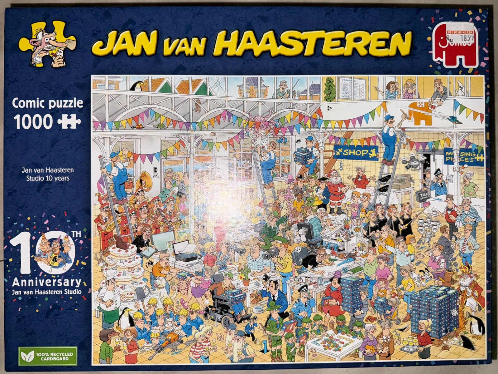 Jan van Haasteren 1000 stukjes “JvH studio 10 jaar”, Ophalen of Verzenden, 500 t/m 1500 stukjes, Zo goed als nieuw