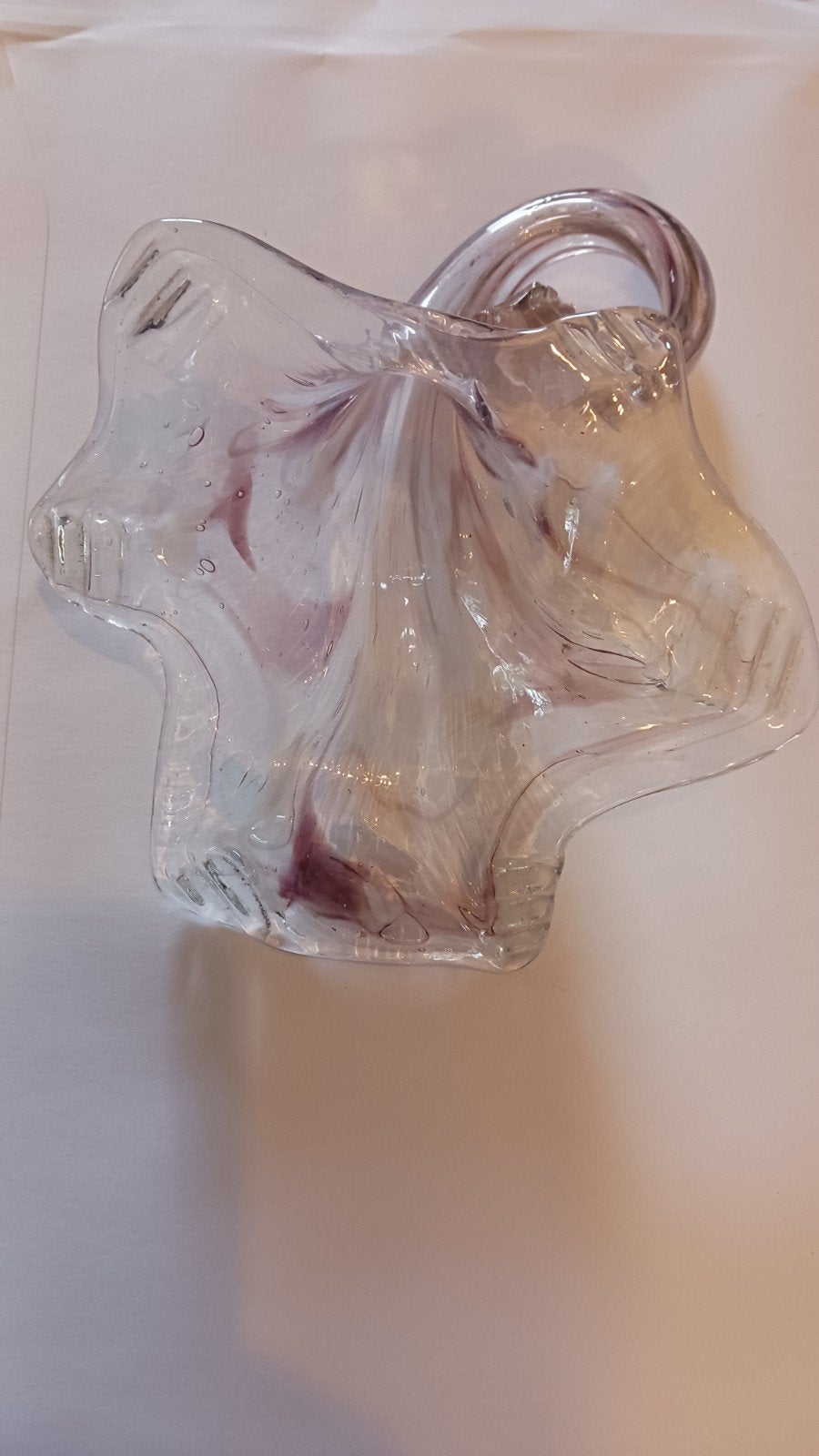 Mid-Century Glazen Cornucopia Vaas (Murano Stijl) - Paars/Wi, Ophalen of Verzenden