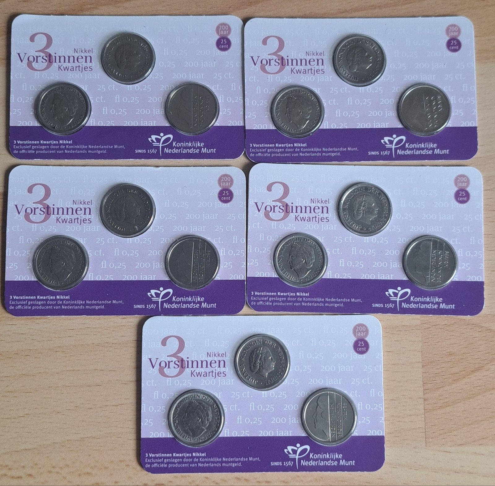 3 vorstinnen nikkel kwartjes, Postzegels en Munten, Munten | Nederland, Ophalen of Verzenden, Koningin Juliana, 25 cent