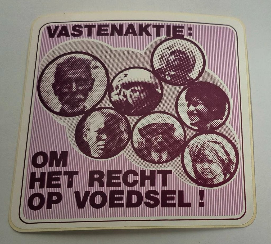 Sticker Vastenaktie om het recht op voedsel !, Verzamelen, Ophalen of Verzenden, Zo goed als nieuw, Overige typen