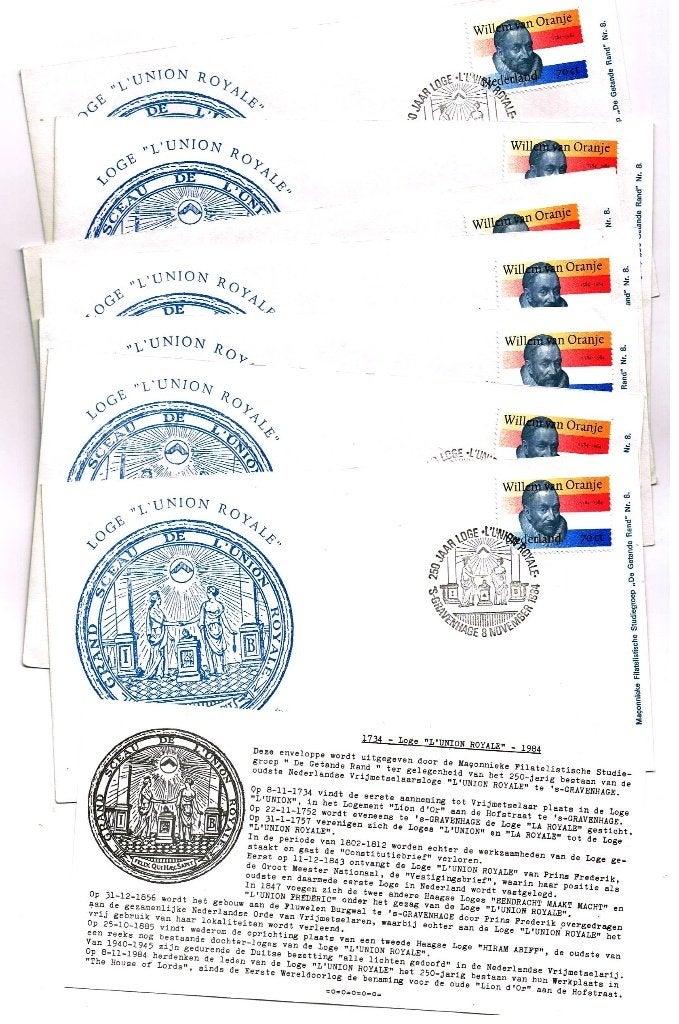 jubileum envelop Loge "L Union Royale", Postzegels en Munten, Munten | Nederland, Ophalen of Verzenden, Vóór koninkrijk, Euro's