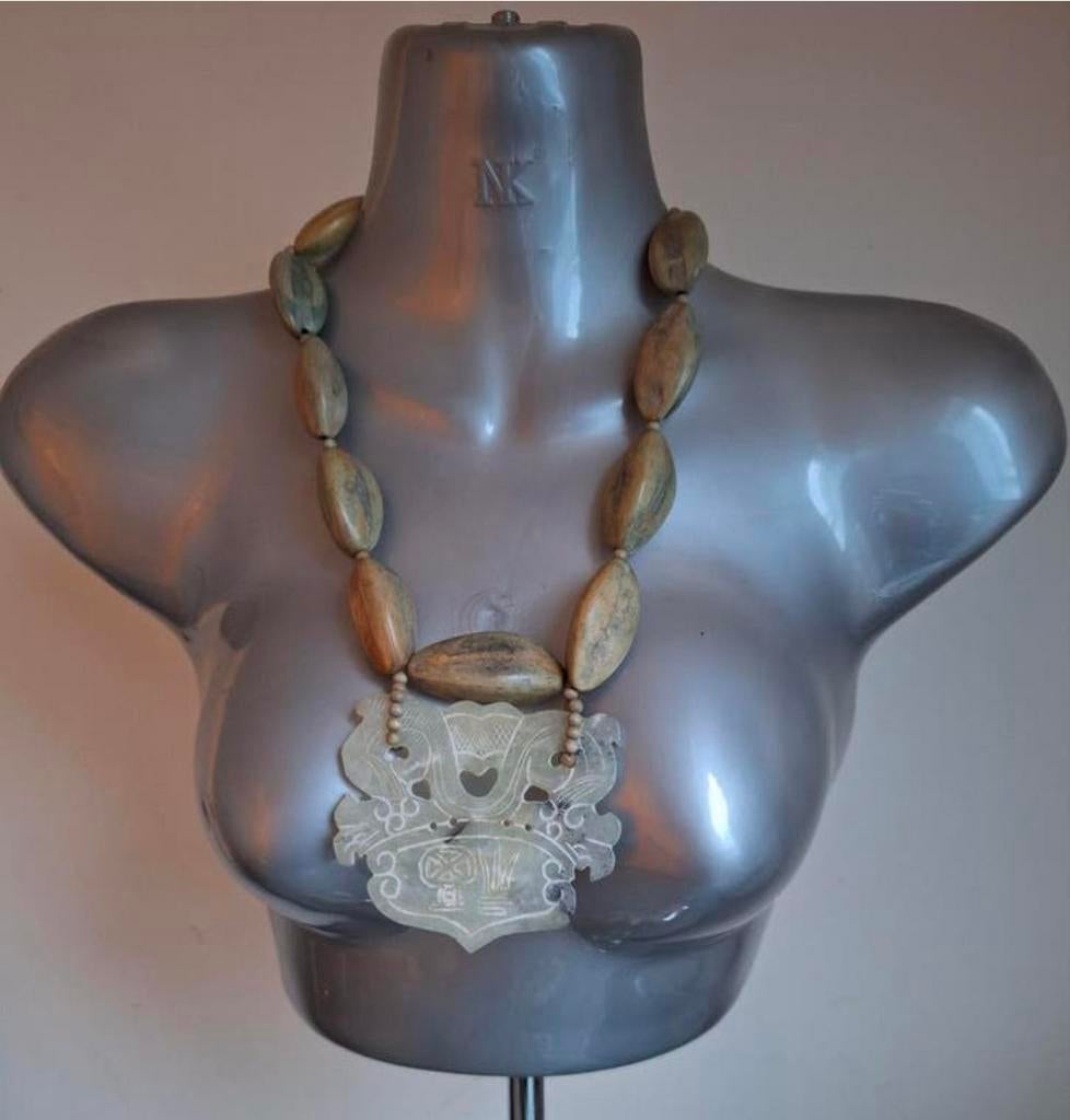 Manouk - Statement korte ketting. 3=2 actie!, Sieraden, Tassen en Uiterlijk, Kettingen, Verzenden, Beige, Nieuw, Steen of Mineraal
