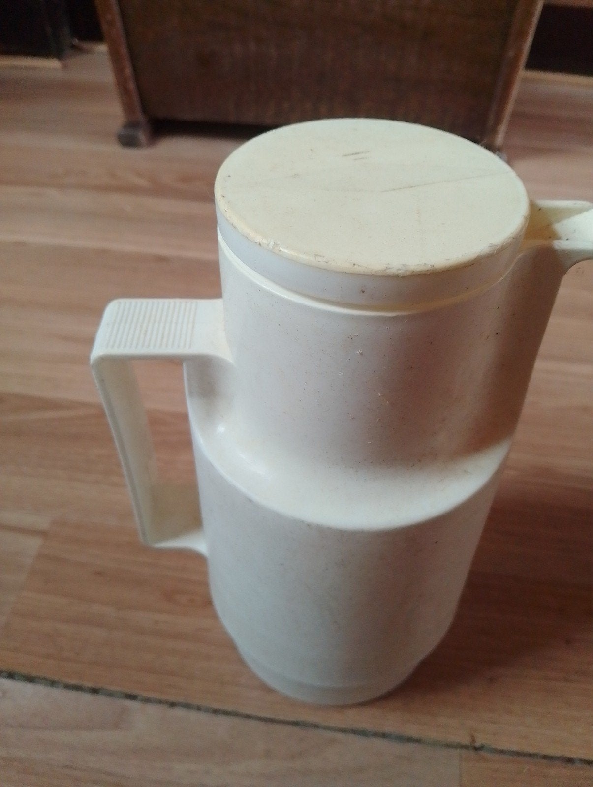 Vintage Theepot/Fluitketel - Crème Wit - Gebruikt, Huis en Inrichting, Theepot/fluitketel, Gebruikt, Kunststof, Ophalen of Verzenden