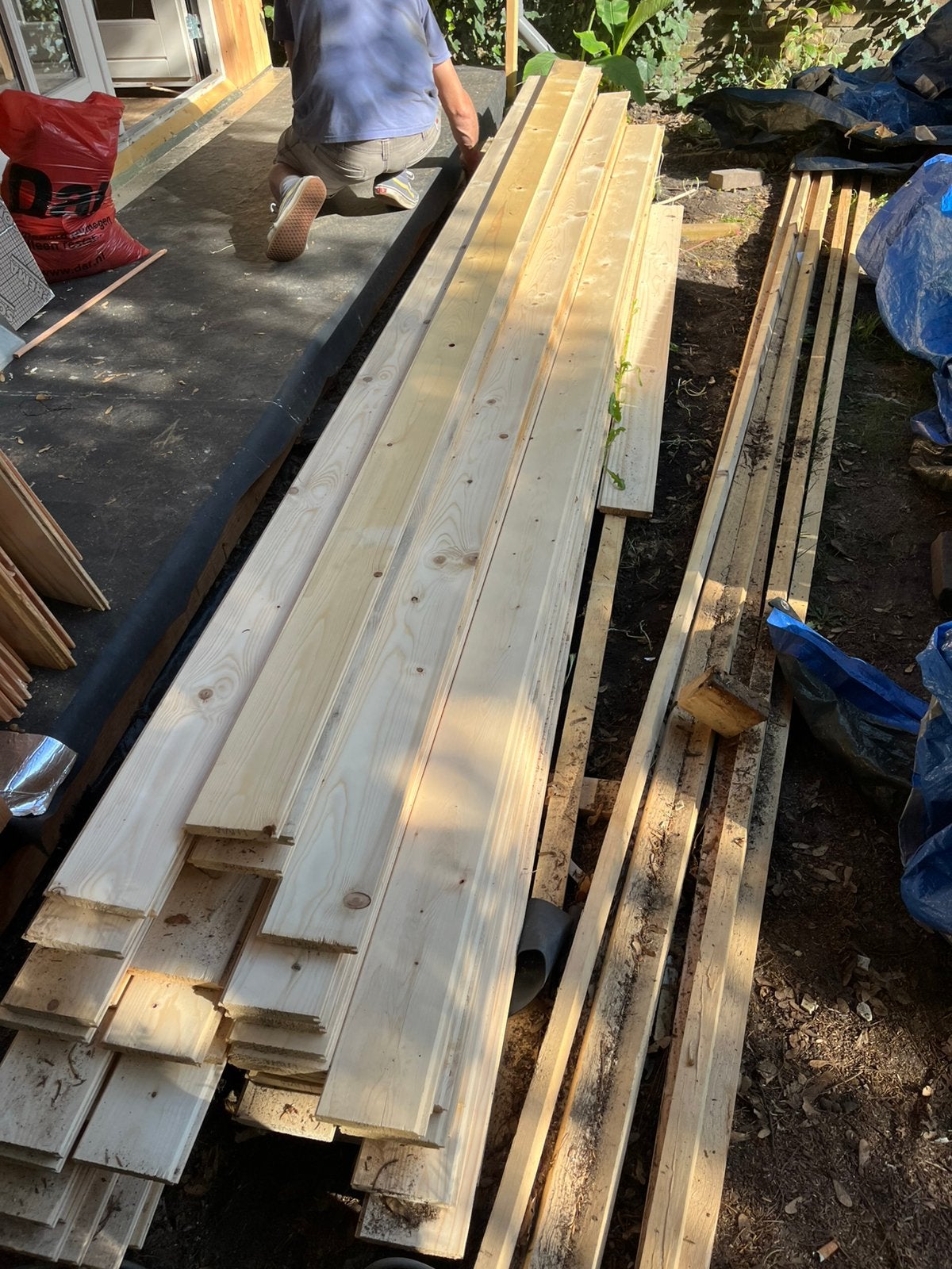 Vuren planken met messing en groef onbehandeld, Tuin en Terras, Ophalen, Zo goed als nieuw, Minder dan 180 cm, Palen
