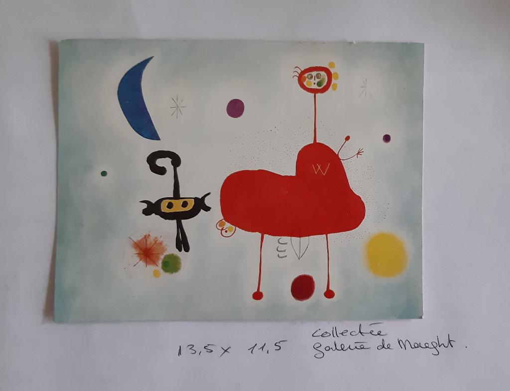 MIRO, collectie Galerie Maeght, ansichtkaart/ aankondiging,, Verzenden, A4 of kleiner, Rechthoekig Liggend, Zo goed als nieuw