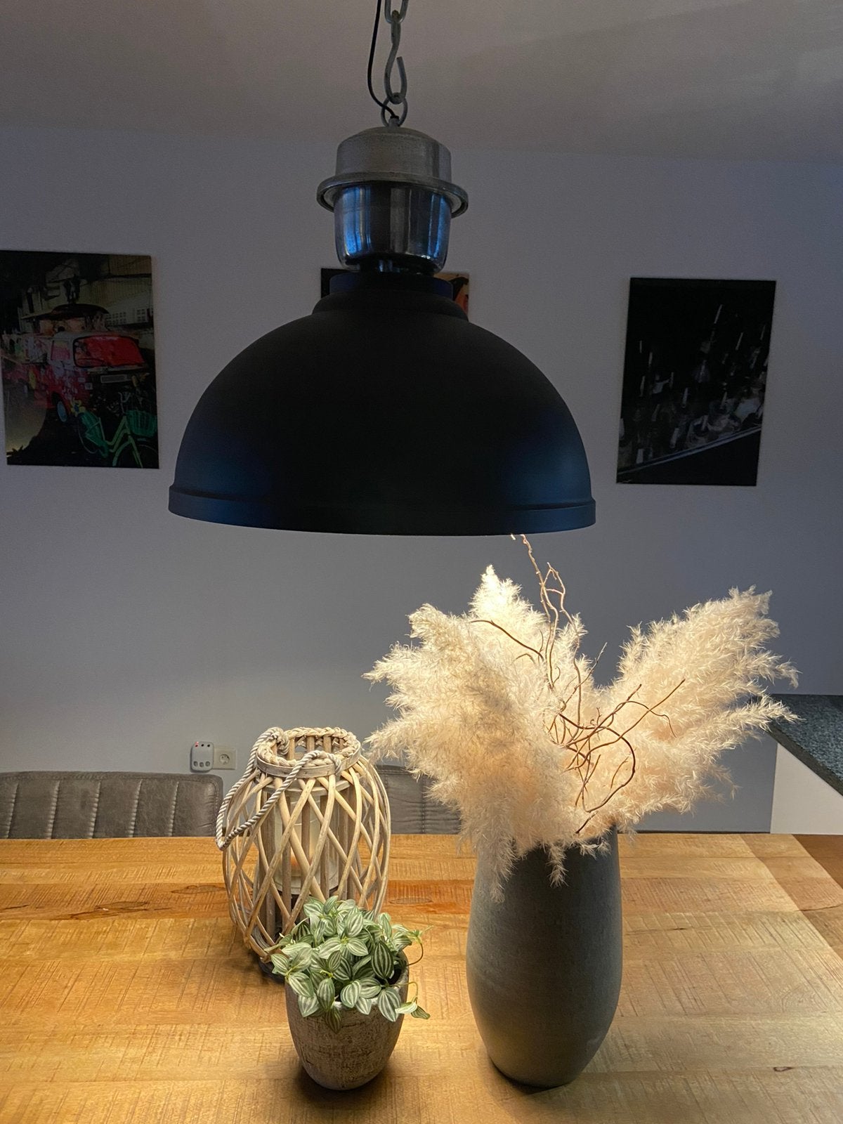 Zwarte Industriële lamp te koop, Ophalen, Zo goed als nieuw