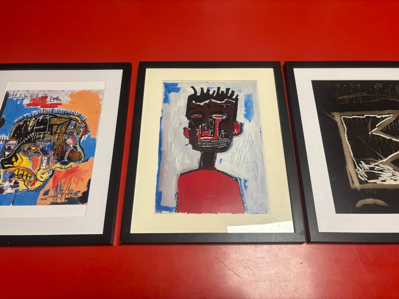 Set van 3 Basquiat prints in lijst, Figuren, Verzenden, Papier/karton, Ingelijst