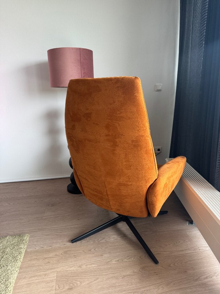 Foto 3 van Montèl relaxfauteuil cognac/oranje – draaibaar