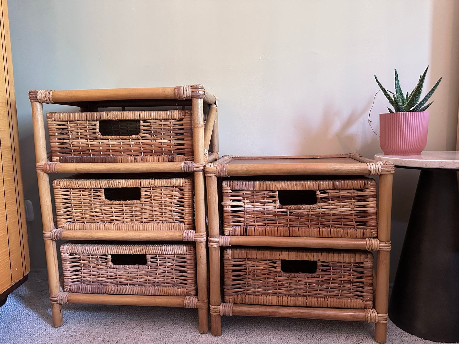 Retro Rotan Ladekastjes - Set of Los te Koop, Huis en Inrichting, Ophalen, Overige materialen, Minder dan 50 cm, Gebruikt