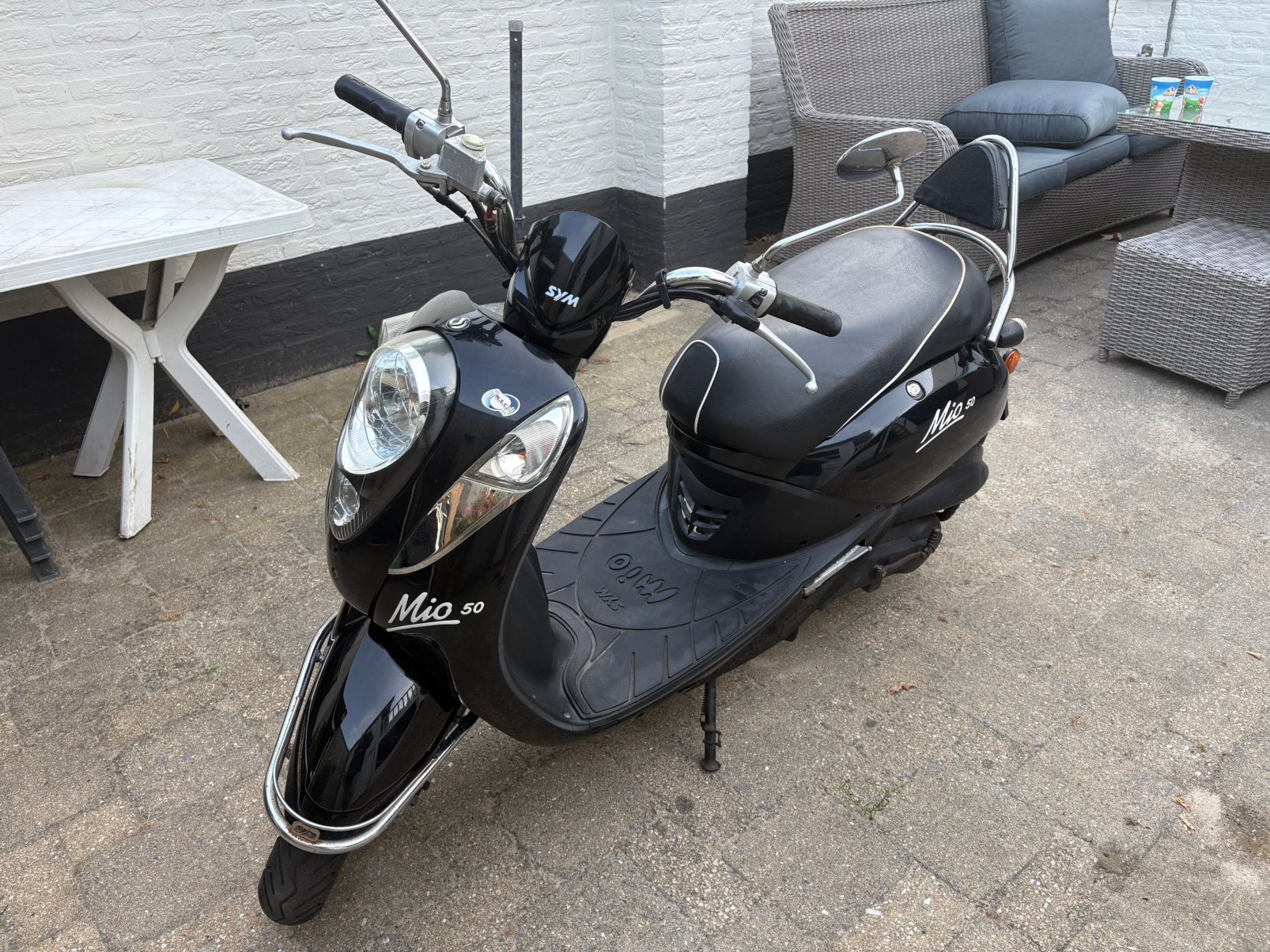 Sym Mio 50 2013 Zwart, Gebruikt, Maximaal 45 km/u, 49 cc, Benzine