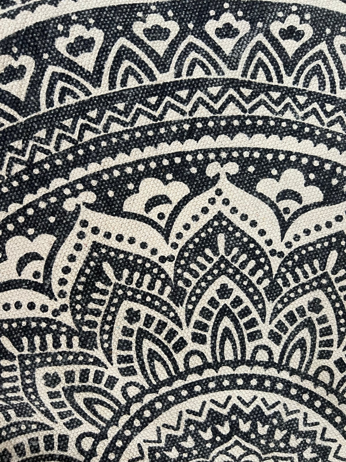 Mooi blauw-creme vloerkleedje met mandala patroon, 100 tot 150 cm, Zo goed als nieuw, Crème, Rechthoekig