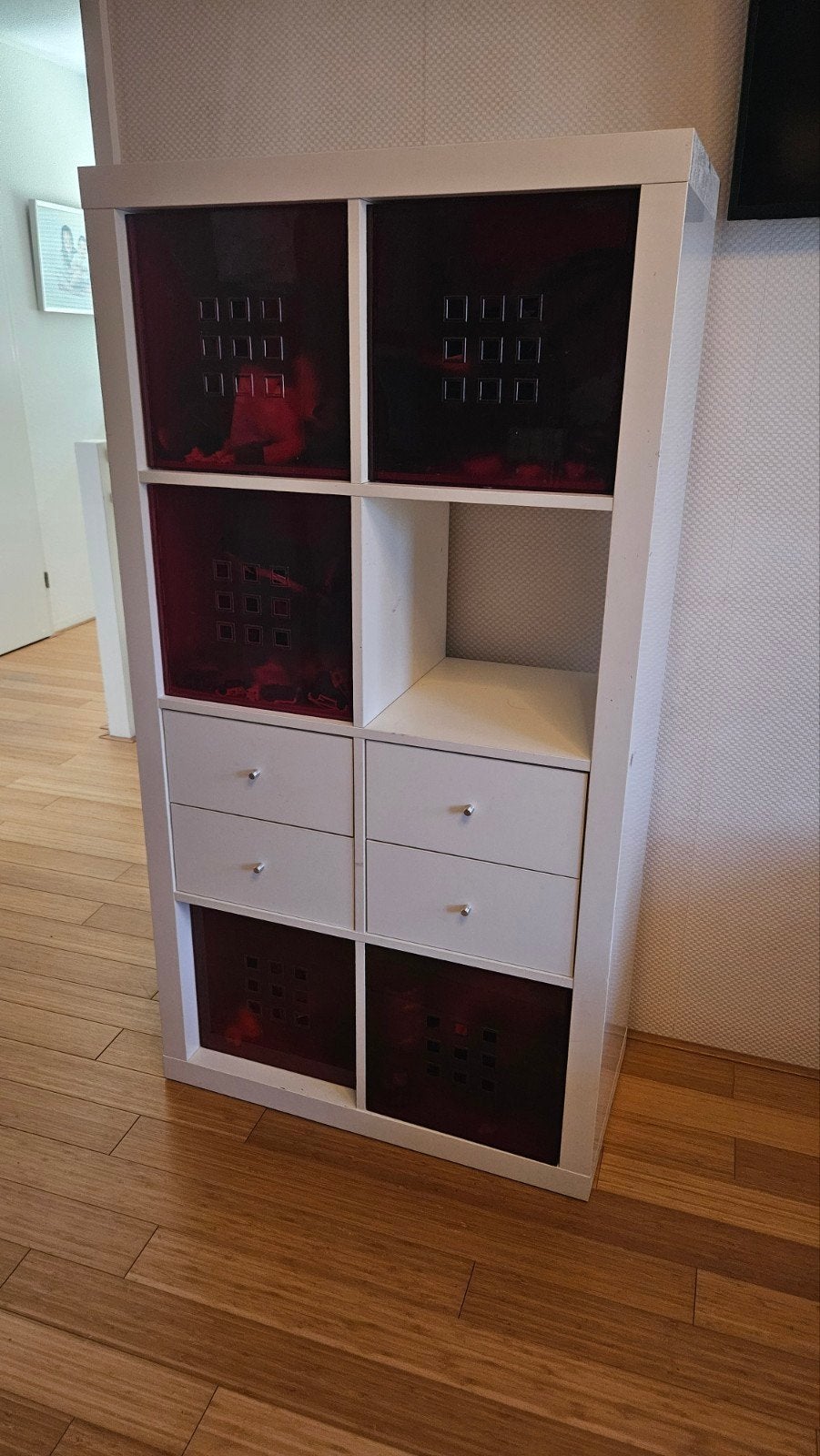 Kallax kast met 8 vakken, lades en opbergboxen, Ophalen, Gebruikt, 100 tot 150 cm, 50 tot 100 cm
