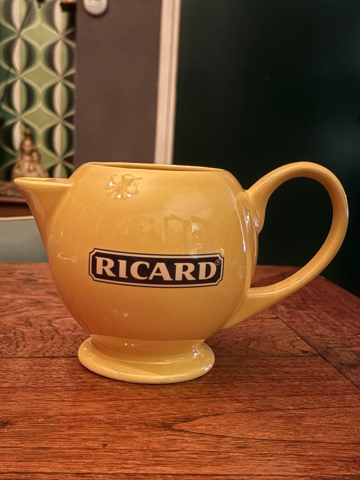Vintage Ricard waterkan / karaf - Geel keramiek, Ophalen of Verzenden