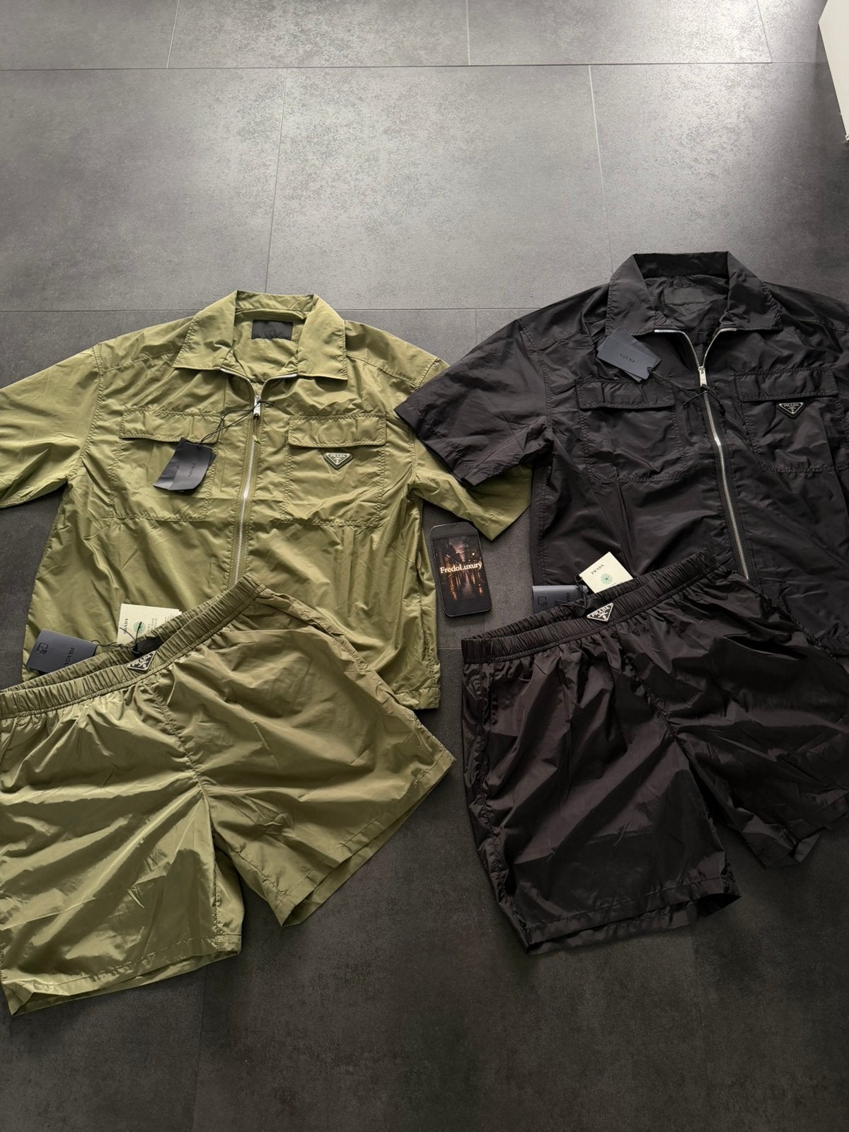 Prada zomer set groen zwart, Kleding | Heren, Ophalen of Verzenden, Overige maten, Overige kleuren