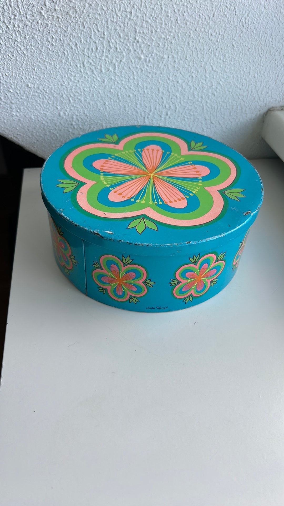 Vintage IRA Denmark blik Anita Wangel Jaren 70 Retro Flower, Ophalen of Verzenden, Gebruikt, Overige, Overige merken