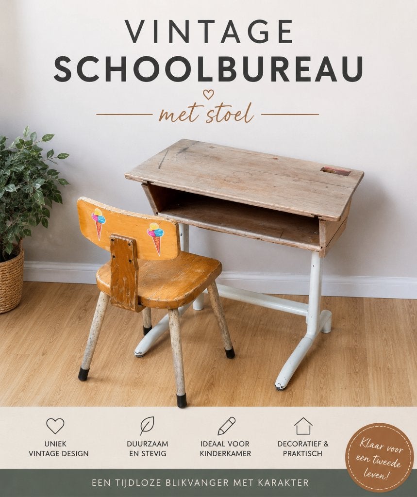Vintage kinderbureau met stoeltje, Ophalen