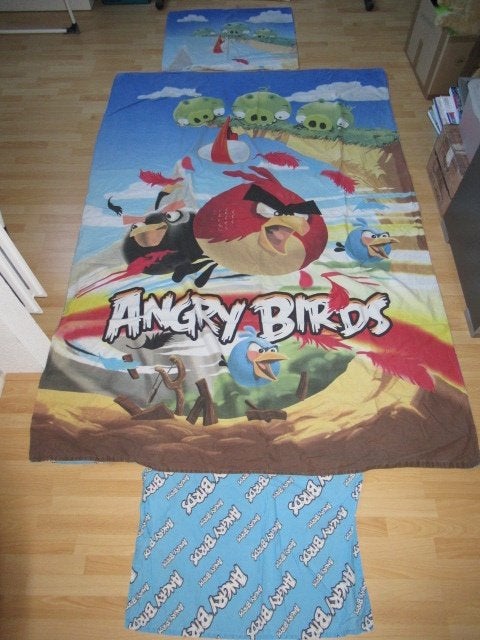 Dekbedovertrek angry birds, Gebruikt, Instopstrook, Ophalen of Verzenden, Meerkleurig