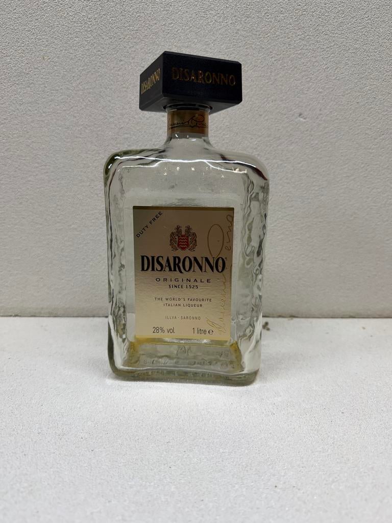 Lege Disaronno fles 1 liter met dop, Ophalen of Verzenden, Gebruikt