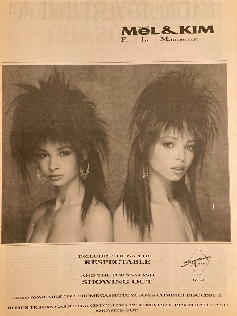 MEL & KIM FLM Respectable release A3 advertentie, Ophalen of Verzenden, Gebruikt, A1 t/m A3