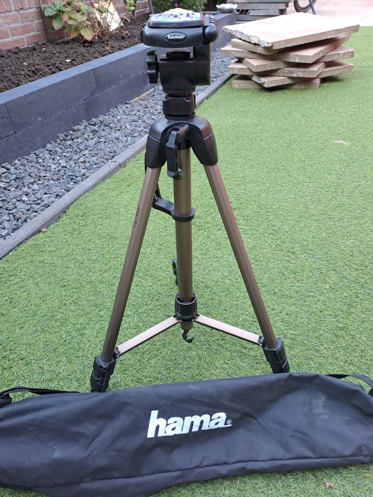 Hama driepoot statief met draagtas, Gebruikt, Hama, 150 tot 175 cm, Met balhoofd