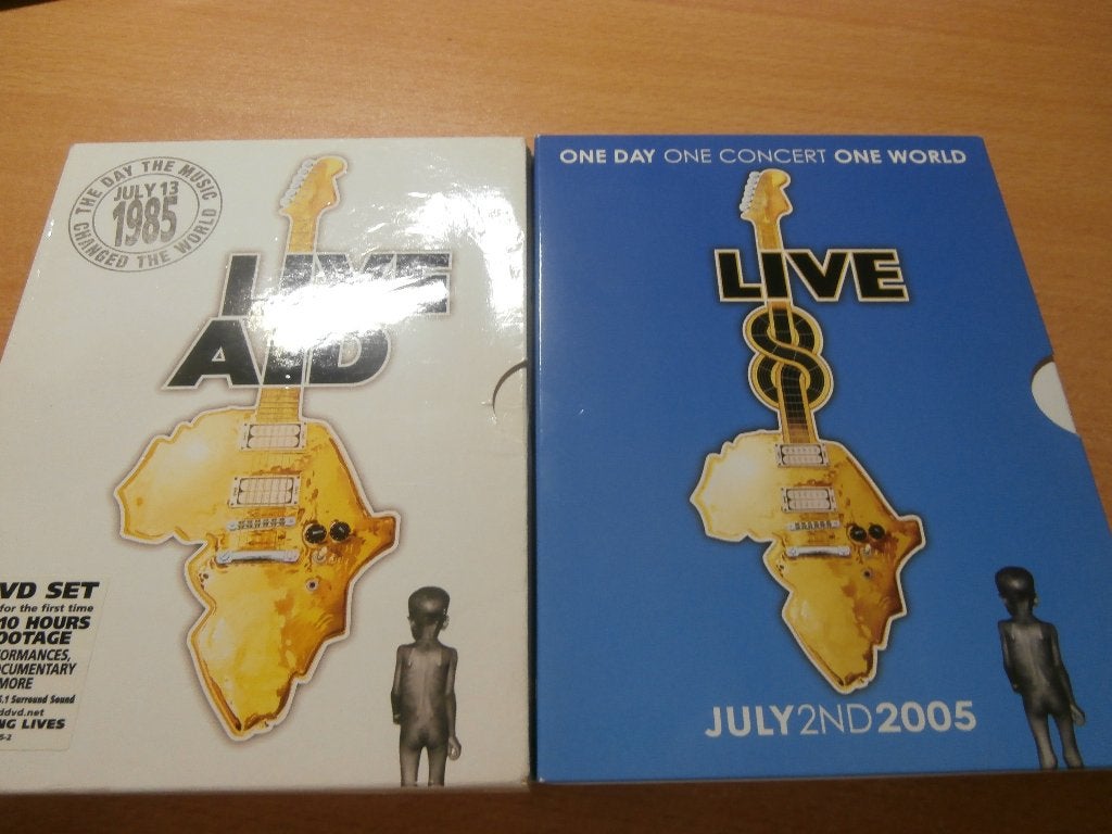 2 complete dvd boxen Live Aid 1985 en Live 8 2005, Cd's en Dvd's, Italiaans, Verzenden, Inclusief boekje, Zo goed als nieuw