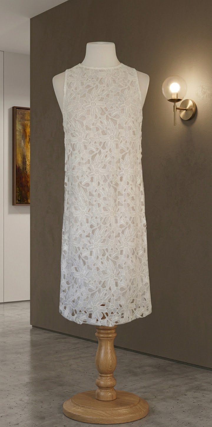 Nieuwe Mango roomwitte Guipure kanten jurk maat M, Maat 38/40 (M), Verzenden, Wit, Nieuw