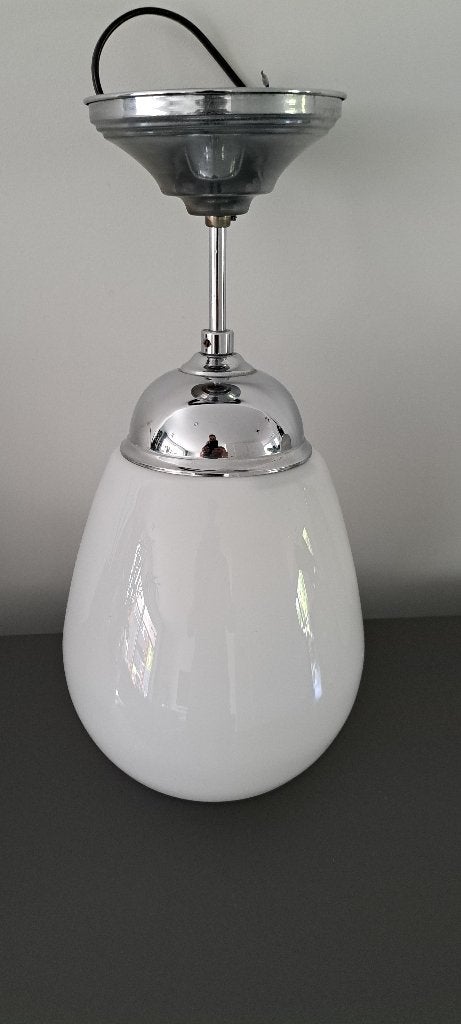 Art Deco oude schoollamp met melkglas, gispen model., Gebruikt, Art deco, Glas, E27 (groot)