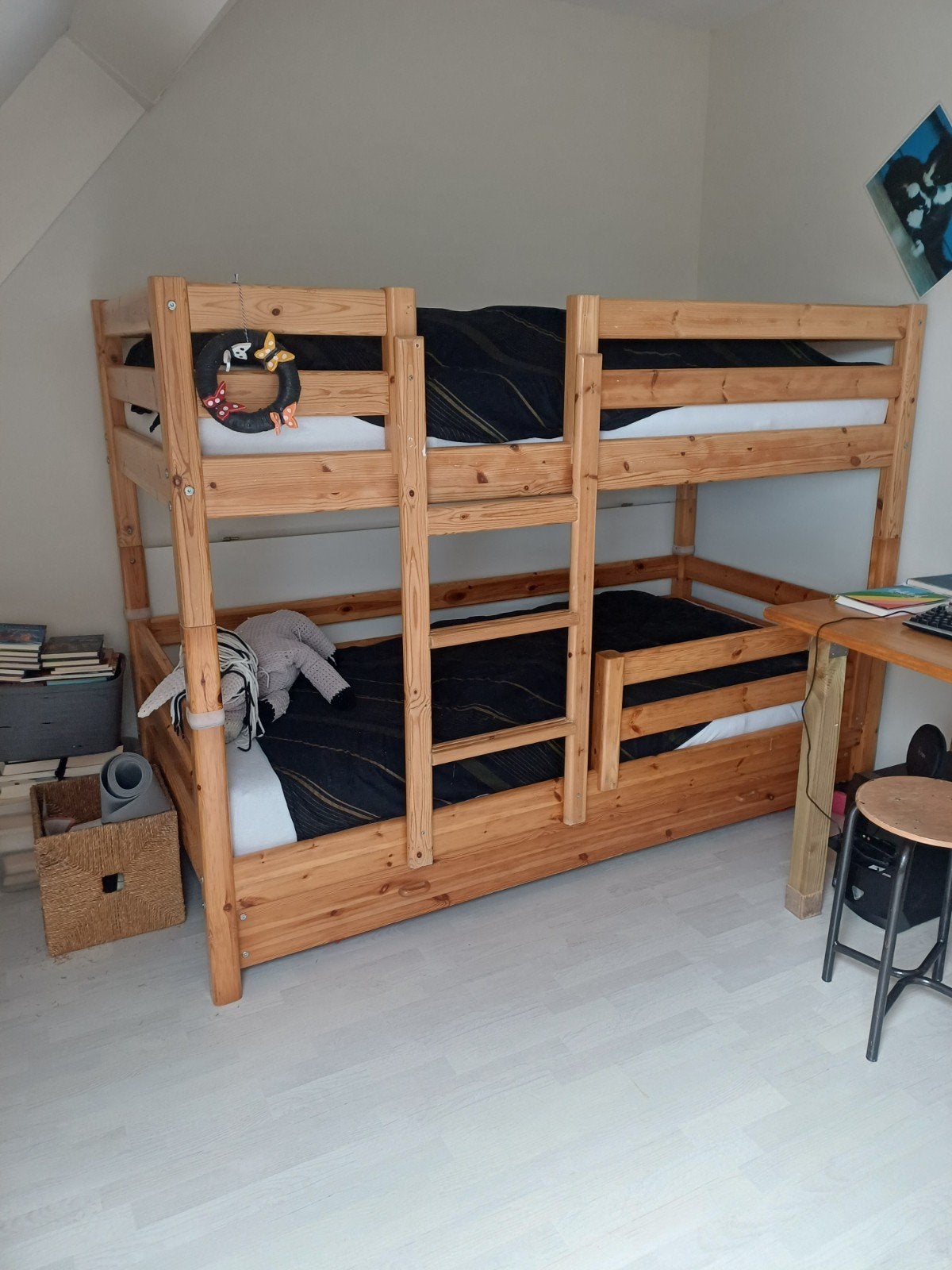 FLEXA Stapelbed met onderschuifbed - Massief grenen, Ophalen, Gebruikt, 90 cm, Eenpersoons