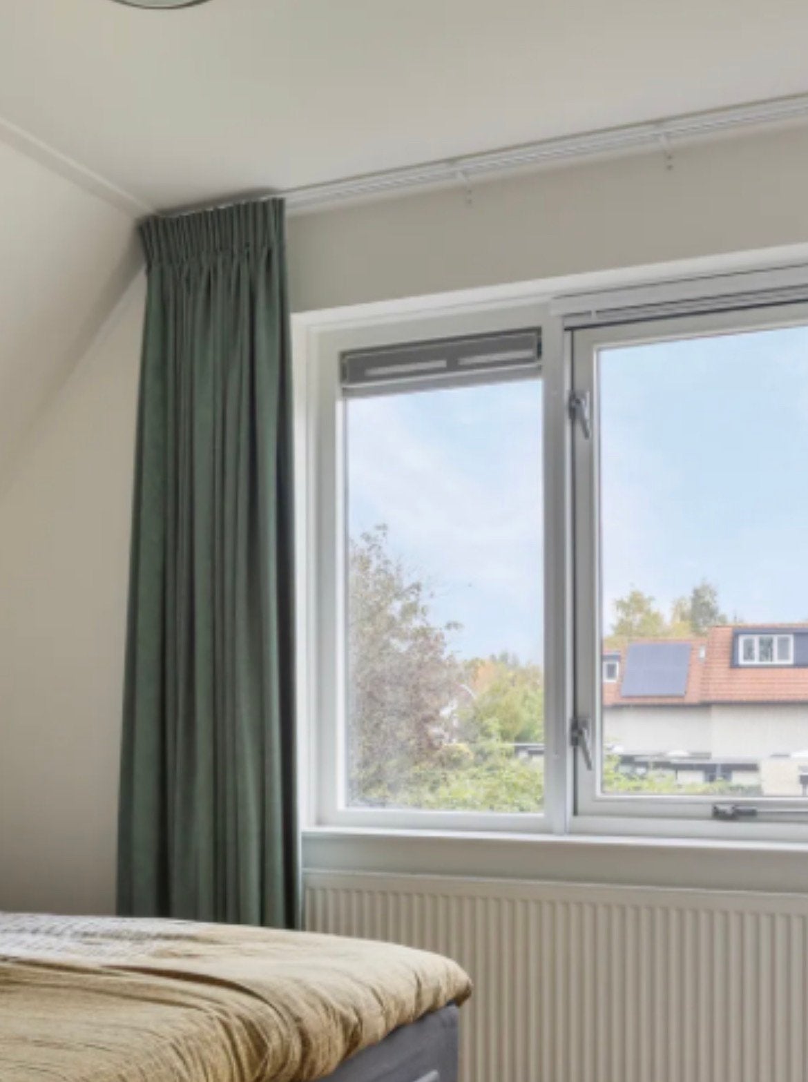 Verduisterende gordijnen met bijbehorende rails, Ophalen of Verzenden, Zo goed als nieuw, Groen, 200 cm of meer