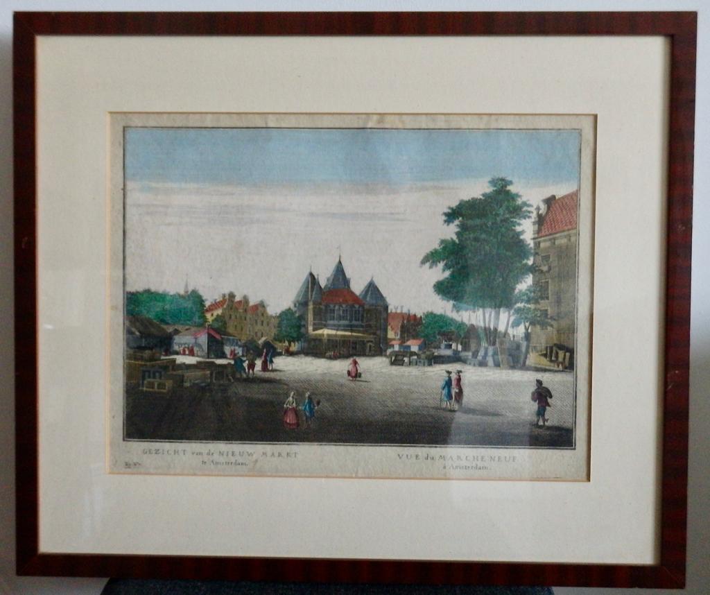 Kopergravure Nieuw Markt Amsterdam, Antiek en Kunst, Ophalen of Verzenden