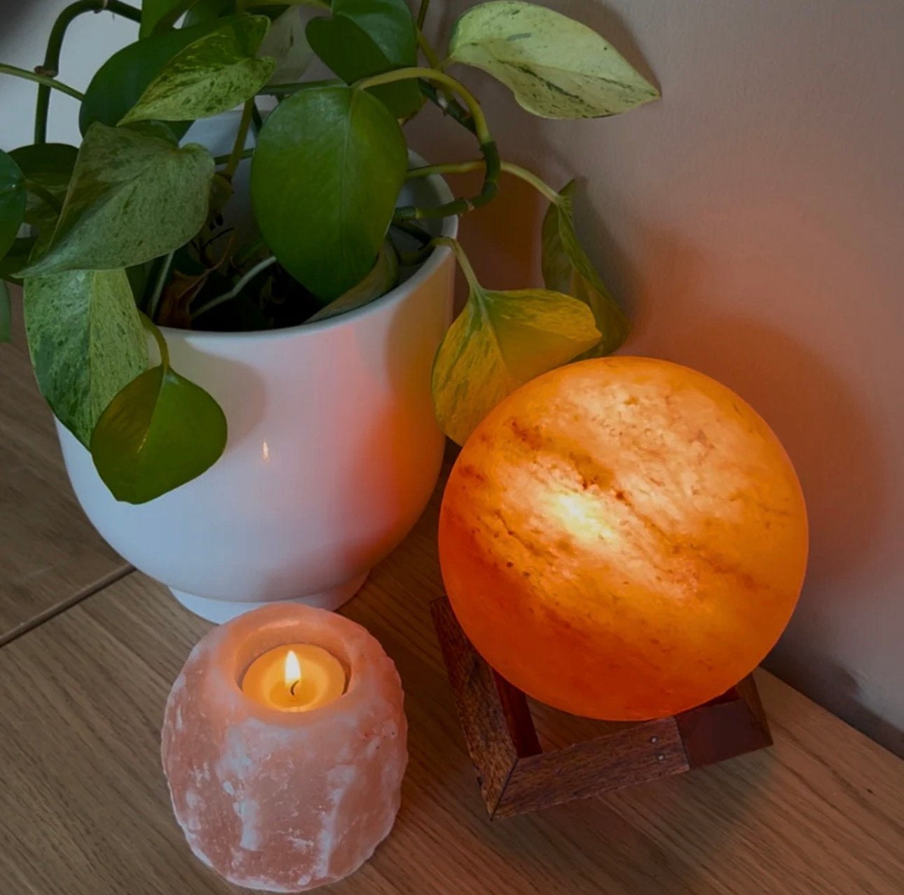 Ronde Himalaya Zoutsteen lamp (dimbaar), Zoutlamp, Oranje, Met schakelaar, Ophalen of Verzenden