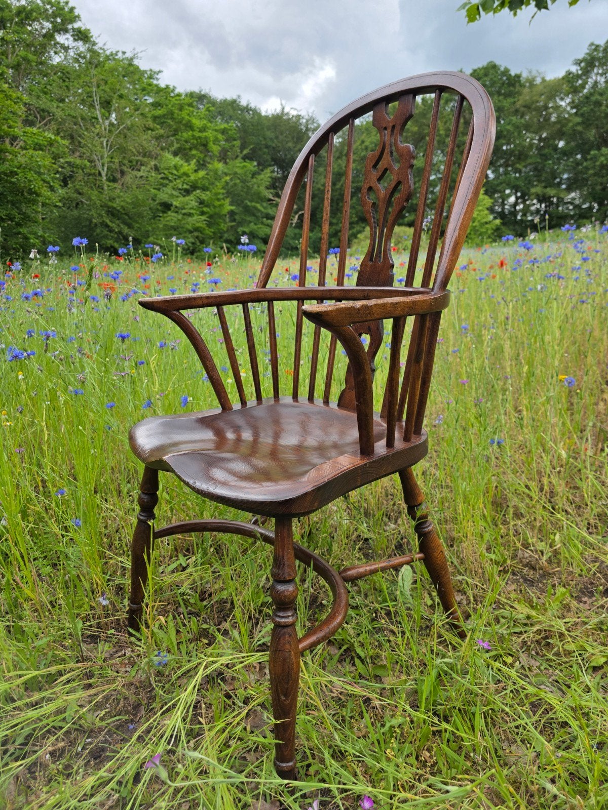 Set van 4 Engelse Windsor Stoelen, Huis en Inrichting, Stoelen, Ophalen, Gebruikt, Bruin, Vier