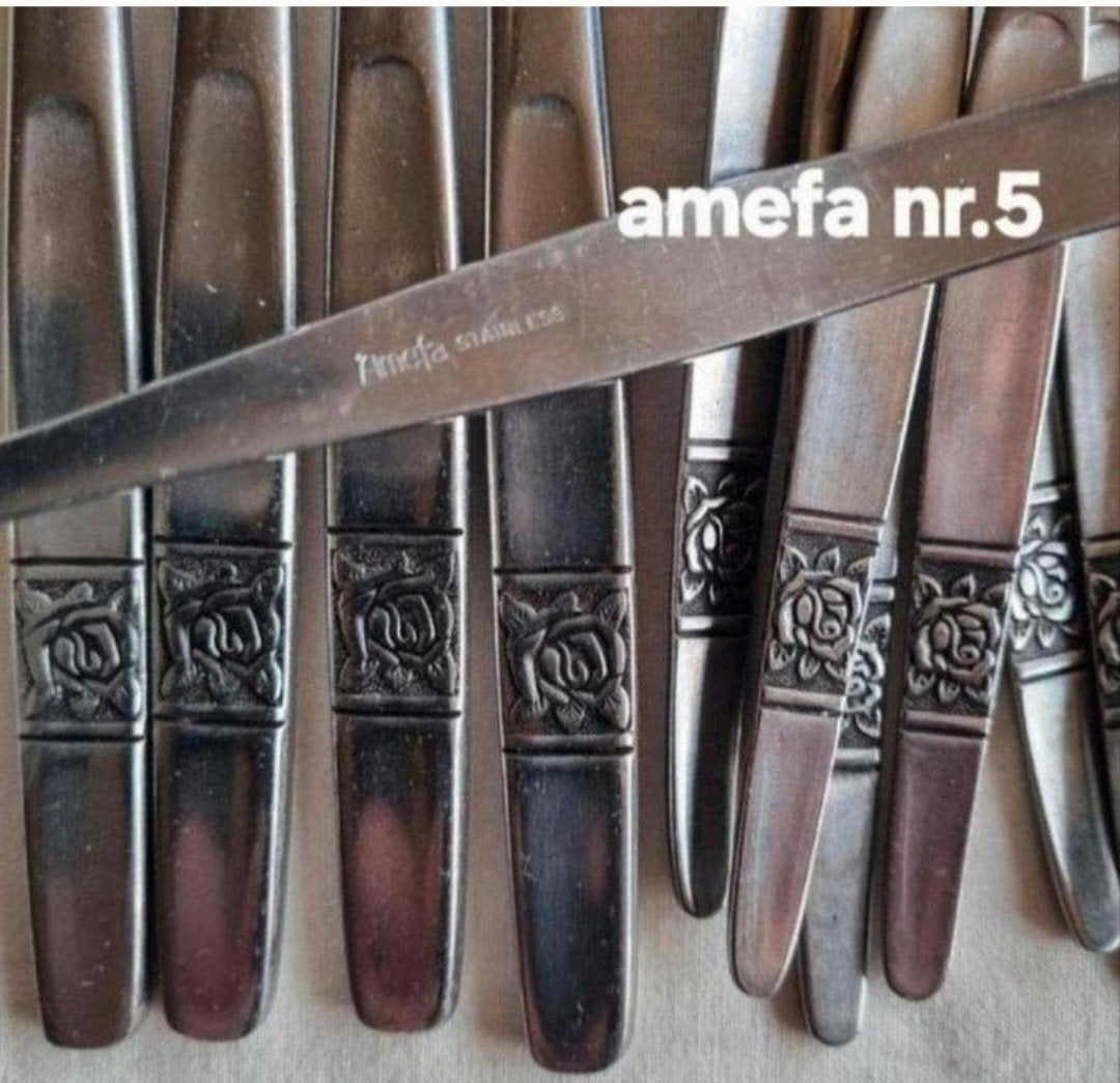 Bestek Amefa Stainless grote relief roos, Ophalen of Verzenden, Rvs of Chroom