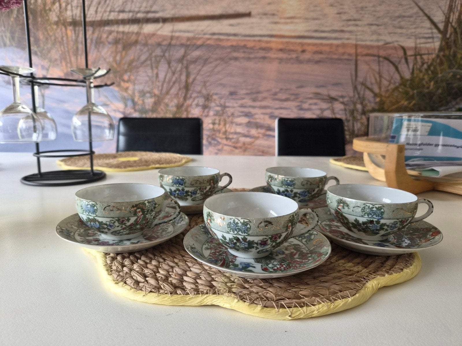 Vintage HIROMA Theeservies - Handbeschilderd Japan, Antiek en Kunst, Ophalen of Verzenden