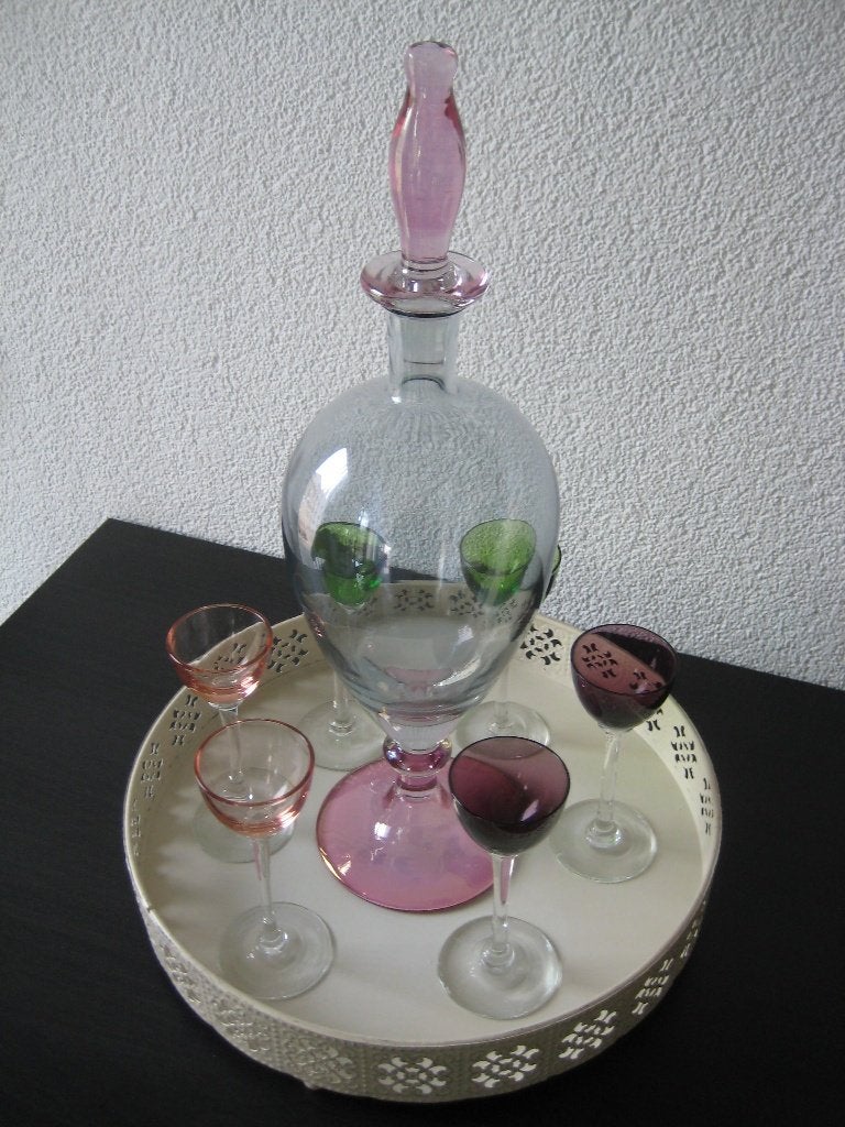 Antieke likeurset: Karaf met 6 glaasjes, Antiek en Kunst, Ophalen of Verzenden