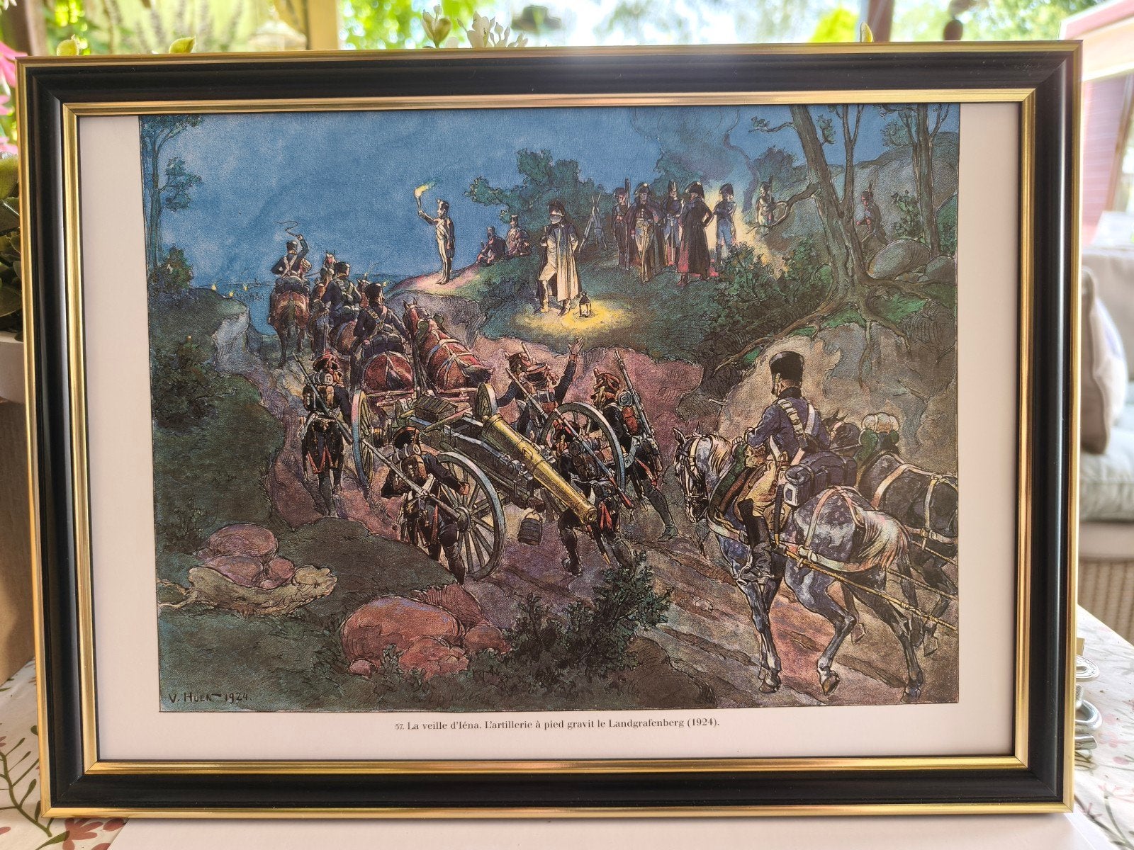 Antieke Gravure: Artillerie in de Slag bij Landgrafenberg, Ophalen of Verzenden, Landmacht, Nederland
