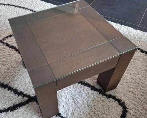 Stijlvolle salontafel met glazen blad, Ophalen, 50 tot 100 cm, Glas, Vierkant