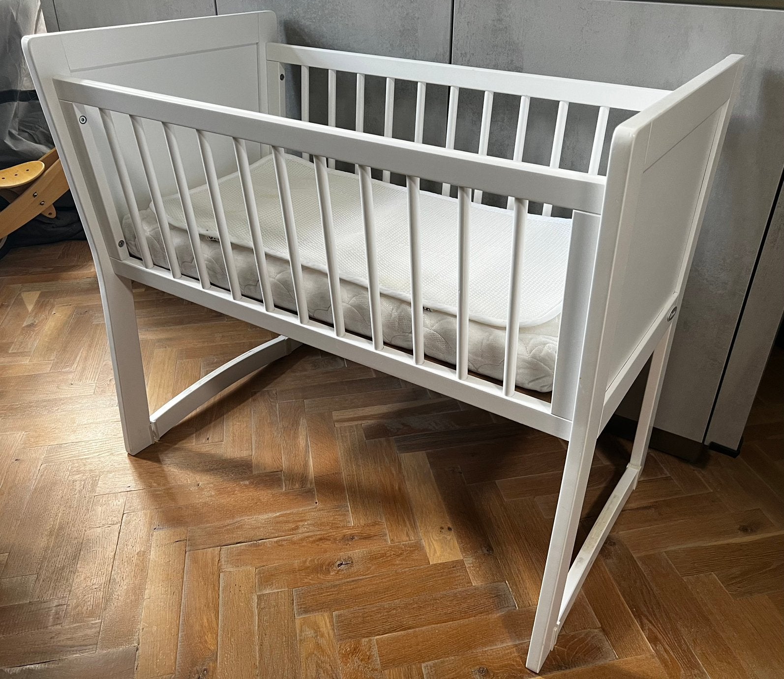 Baninni Nocchio houten wieg - wit - incl matras & toebehoren, Ophalen, Gebruikt, Wieg