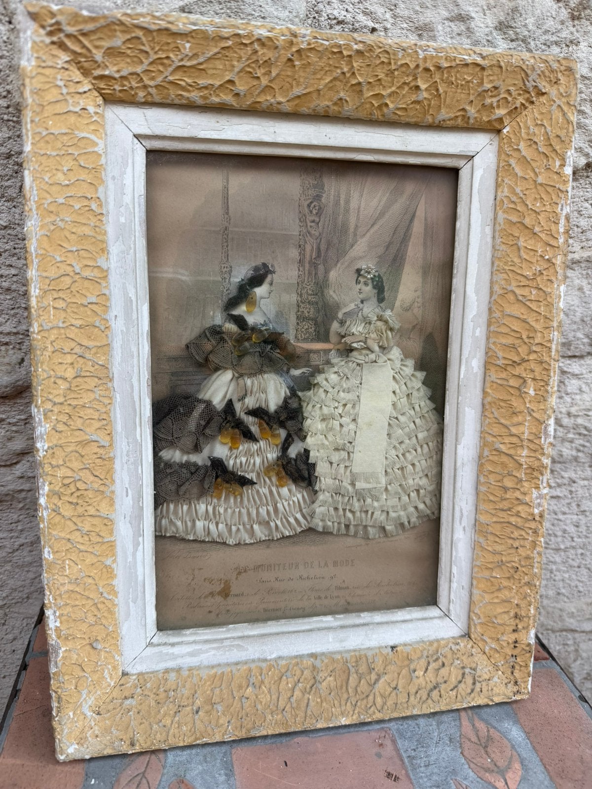 Antieke modeprent Frankrijk, Antiek en Kunst, Curiosa en Brocante, Ophalen of Verzenden