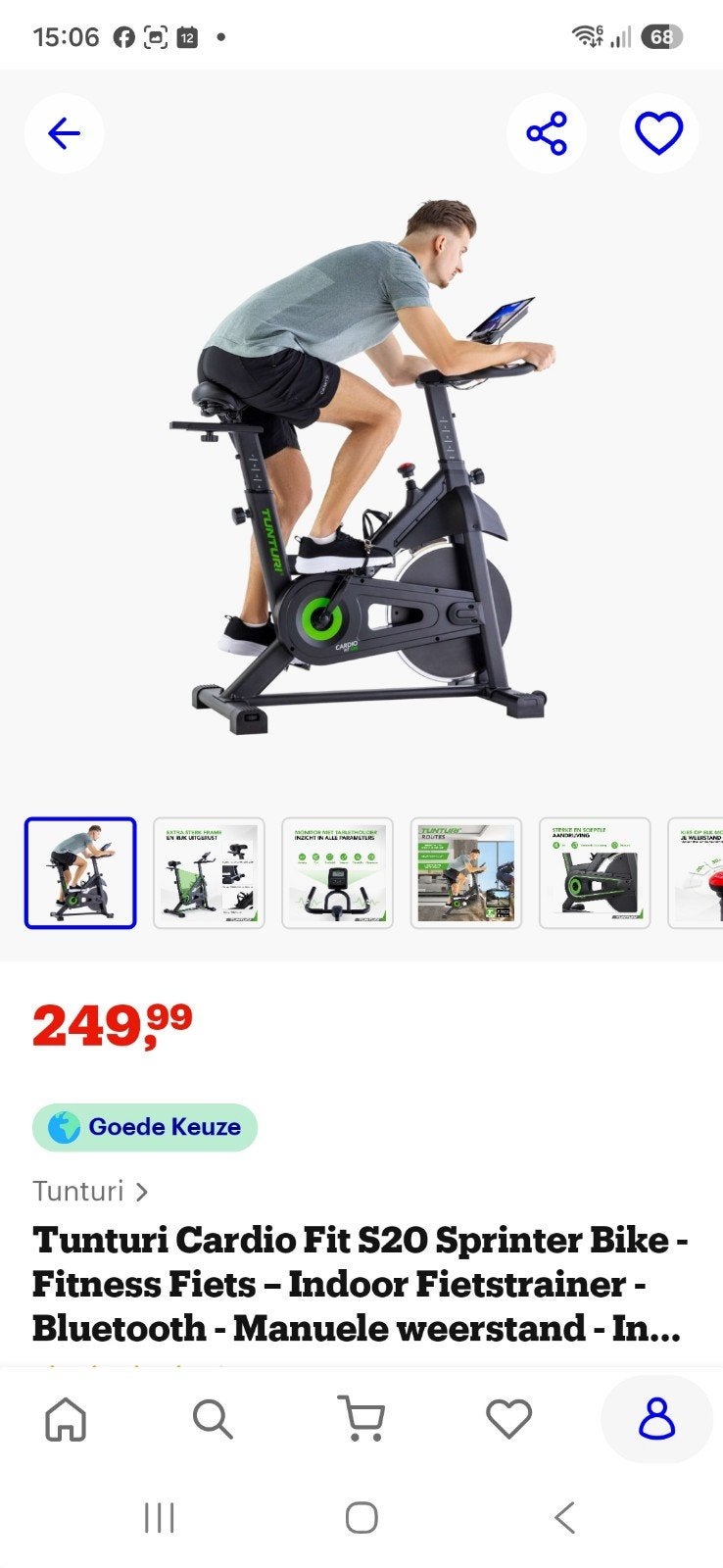 Gloednieuwe Tunturi spinfiets, Ophalen, Nieuw, Spinningfiets