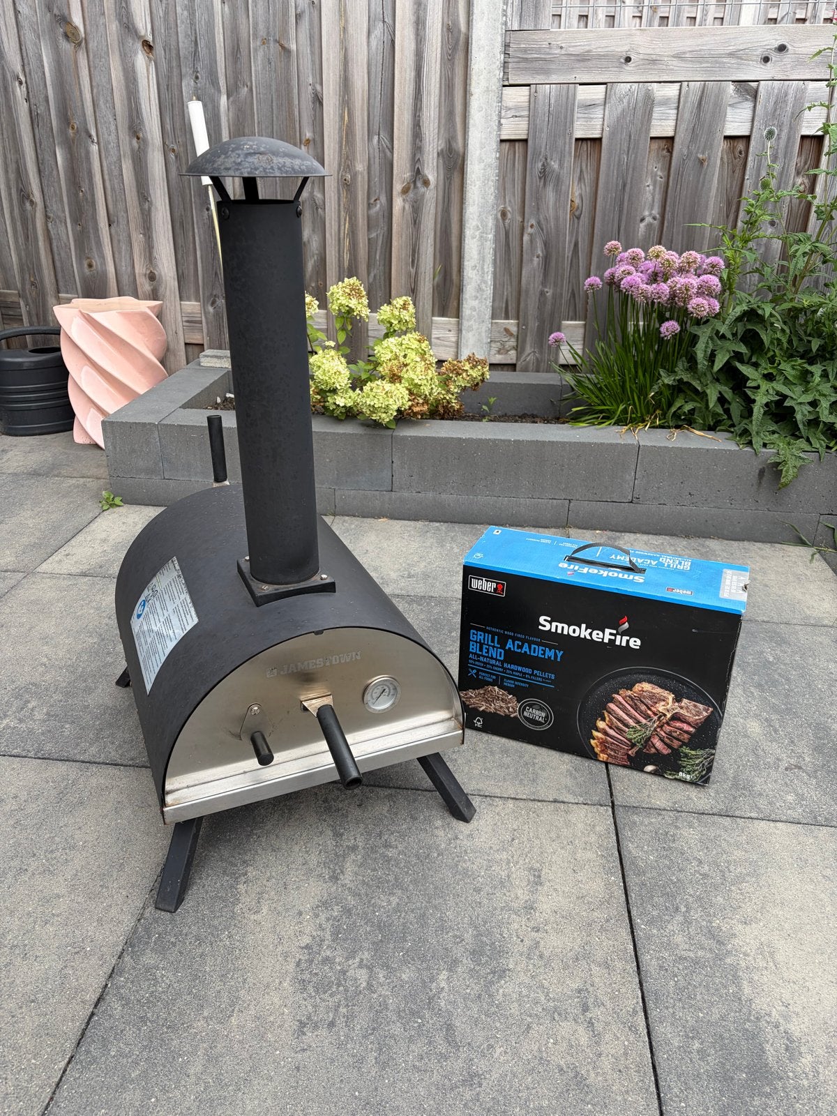 Pizzaoven Jamestown met Weber pellets, Tuin en Terras, Pizzaovens, Ophalen, Gebruikt