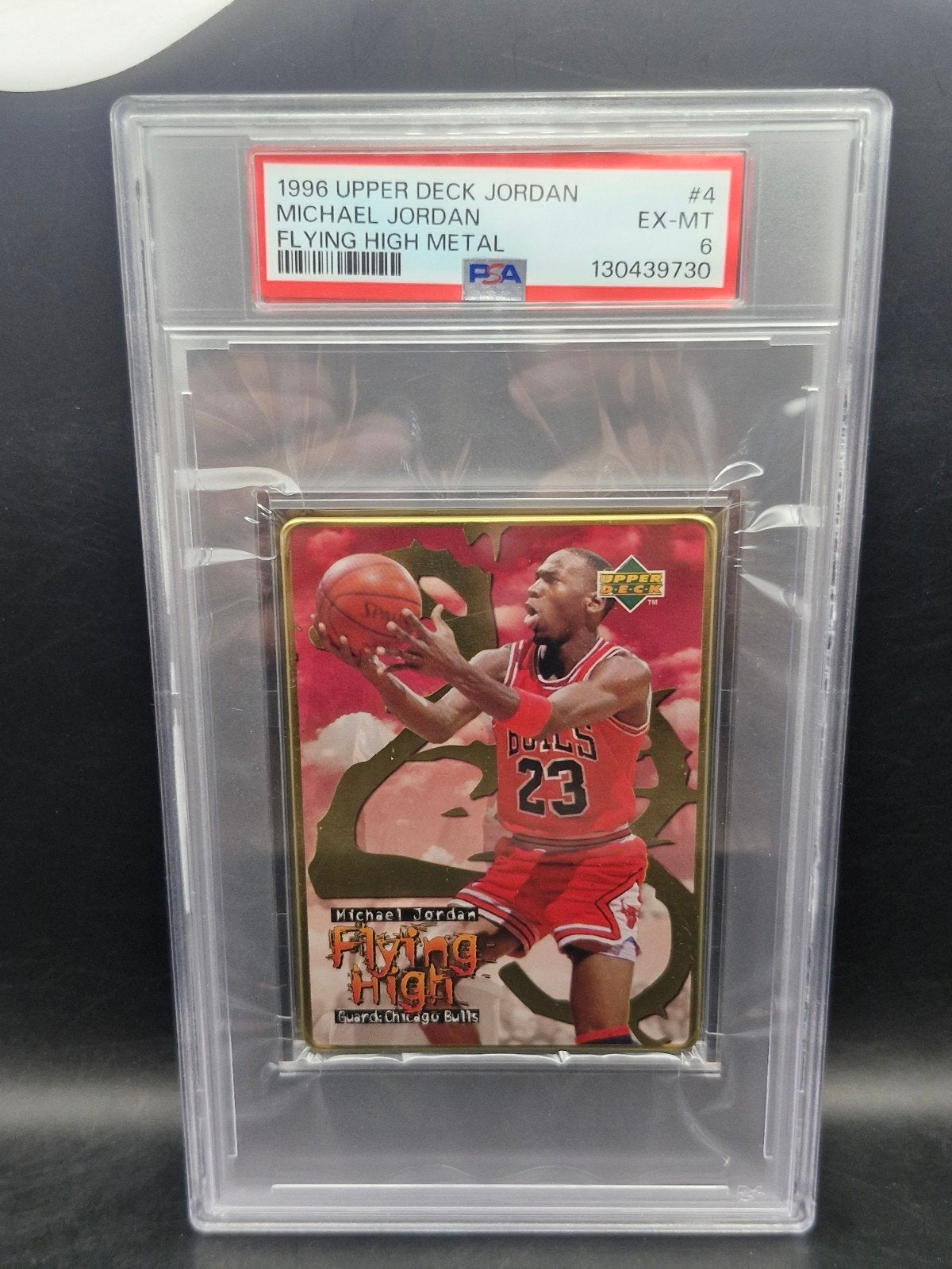 Michael Jordan 1996 flying high metal #4 PSA 6, Verzenden, Zo goed als nieuw