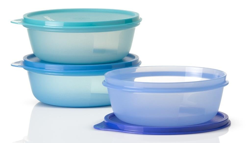Tupperware Ruimteschaaltjes 600 ml Blauw Set (3st) Nieuw, Ophalen of Verzenden, Nieuw, Blauw, Bak of Kom