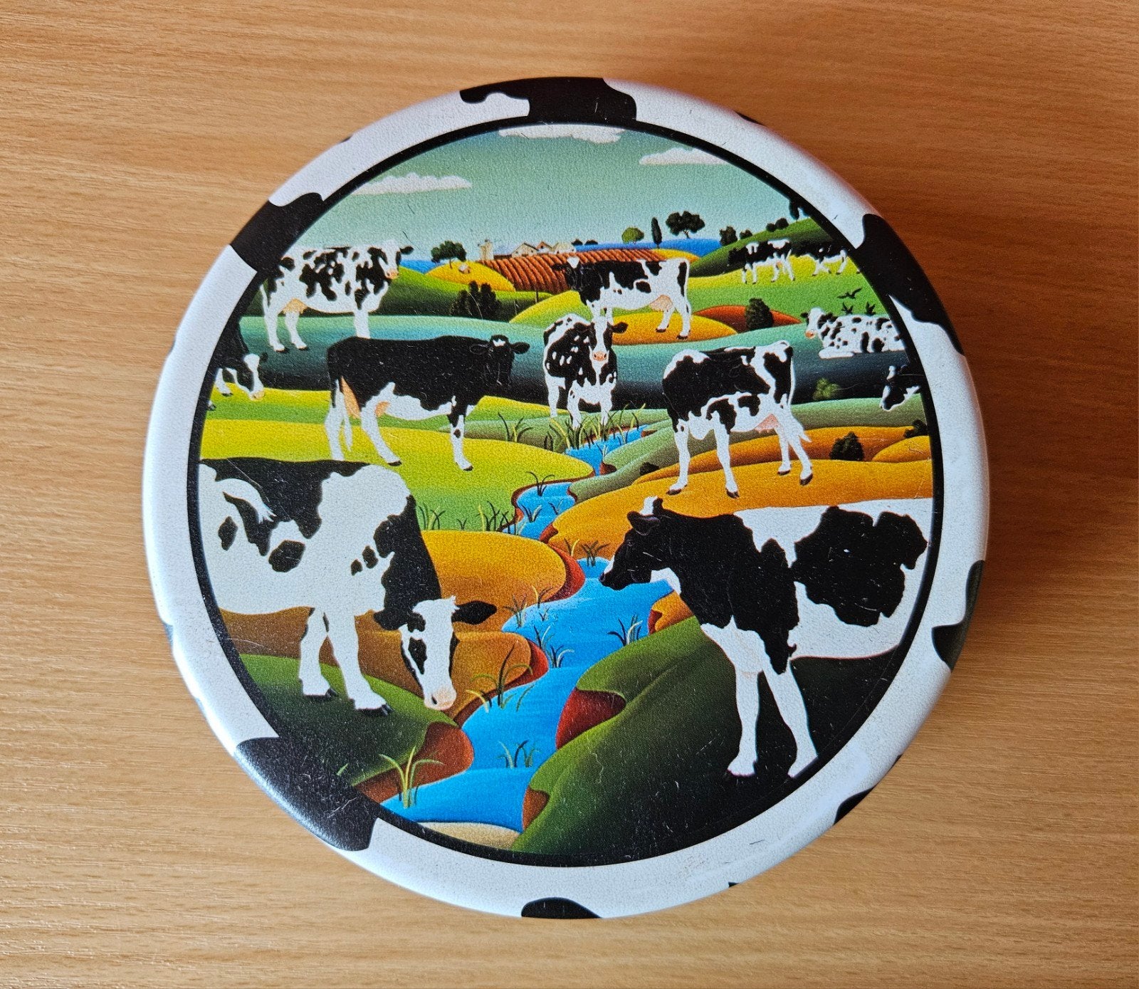 Ronde blik met koeien, Verzamelen, Ophalen of Verzenden, Gebruikt, Overige, Overige merken