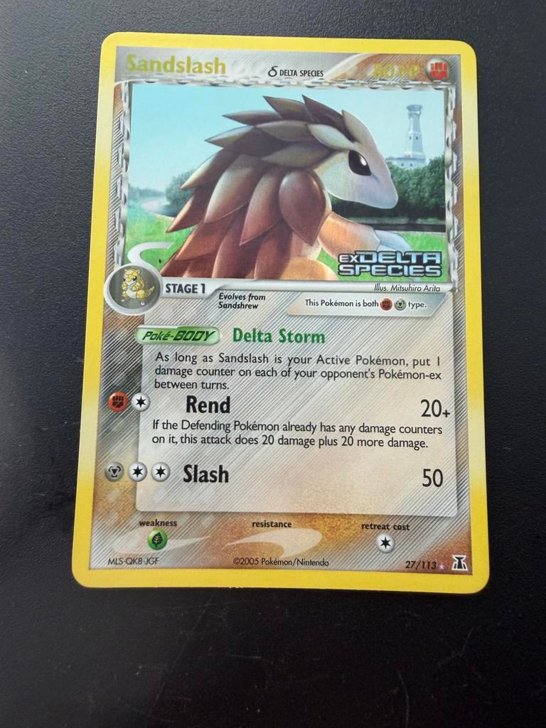Pokémon Sandslash Delta Species Holo 27/113 EX Delta Species, Ophalen of Verzenden, Gebruikt, Losse kaart, Foil