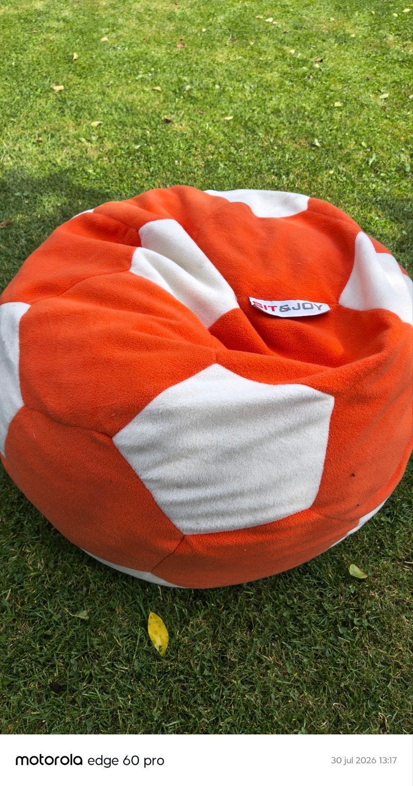 Sit & Joy Zitzak - Oranje/Wit Voetbal Design, Ophalen