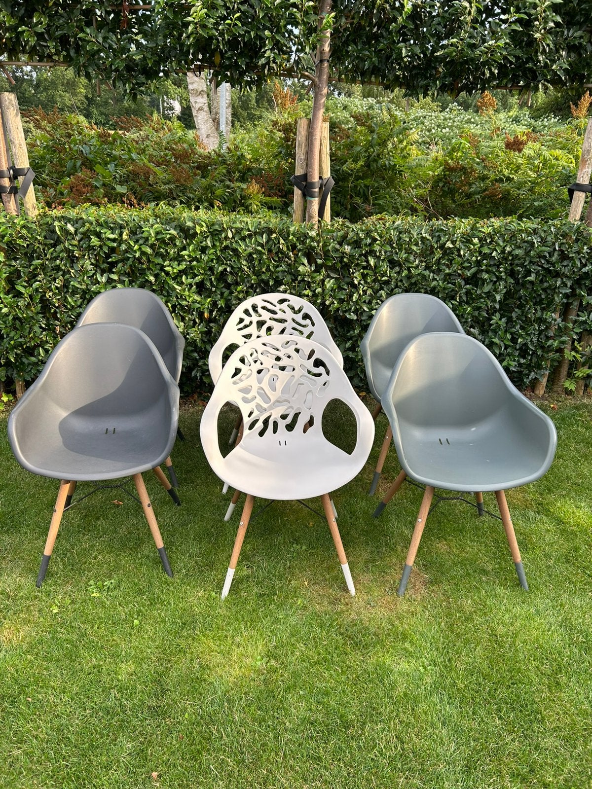 Te koop set van 6 tuinstoelen, Ophalen, Gebruikt, Kunststof