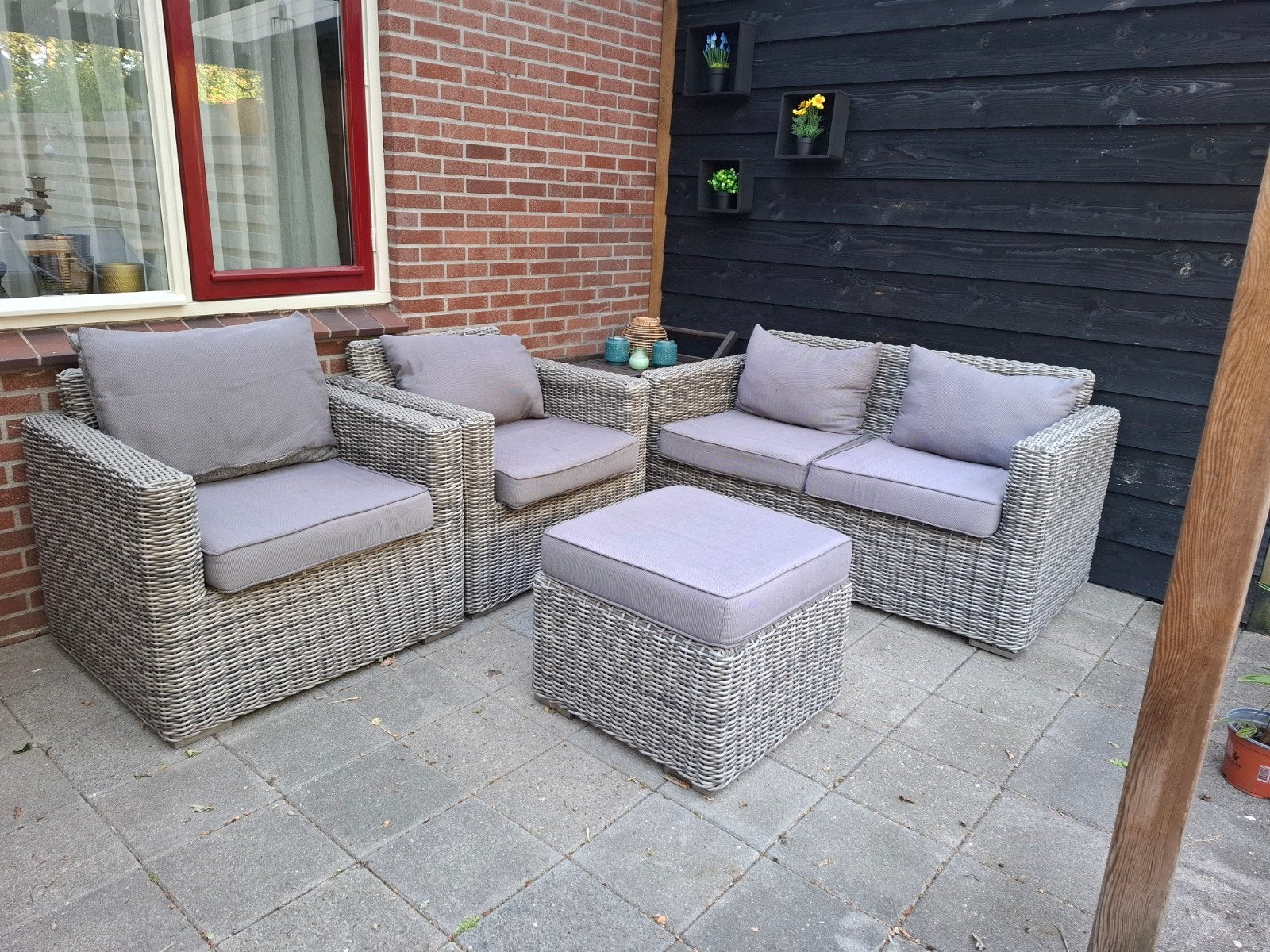 lounge set, Tuin en Terras, Ophalen, 4 zitplaatsen, Wicker, Gebruikt