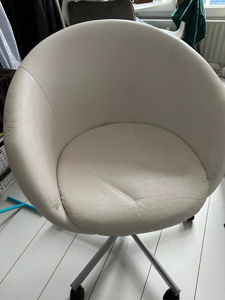 Ronde witte kuip bureaustoel ikea, Ophalen, Gebruikt, Wit, Bureaustoel